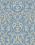 Soft Blue Cream Art Nouveau Vine Rug