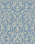 Soft Blue Cream Art Nouveau Vine Rug