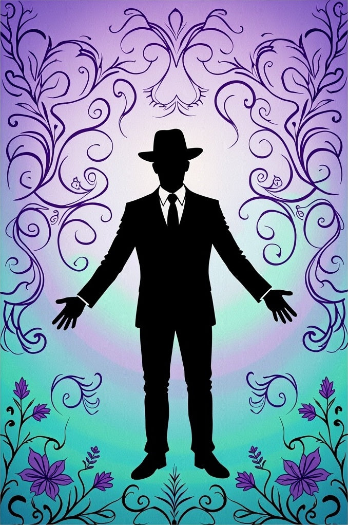Purple Floral Silhouette Suit Rug