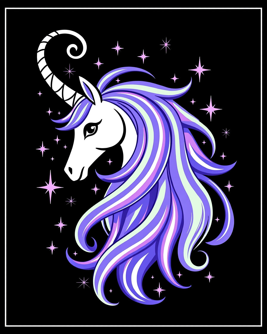 Fantasy Unicorn Pastel Swirl Stars Rug