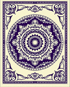 Deep Purple Mandala Medallion Cream Rug