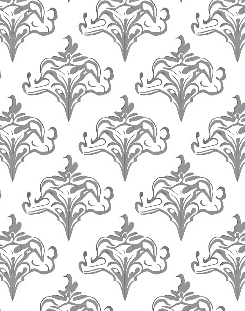 Gray Baroque Floral Crest Rug