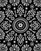 Black White Ornamental Starburst Medallion Rug