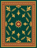 Deep Green Gold Leaf Border Rug