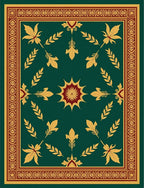 Deep Green Gold Leaf Border Rug