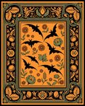 Orange Bat Floral Border Rug