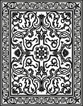 Intricate Black White Scrolling Vines Rug