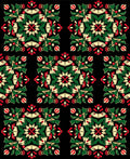 Festive Green Red Floral Medallion Rug