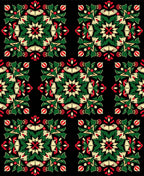 Festive Green Red Floral Medallion Rug