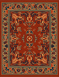 Crimson and Navy Floral Medallion Rug