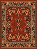Crimson and Navy Floral Medallion Rug