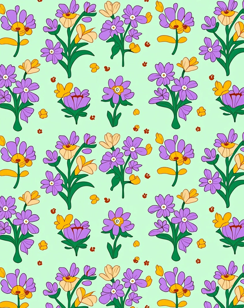 Groovy Purple Flower Bunch Pastel Rug