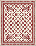 Crimson Floral Lattice Border Rug