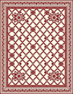 Crimson Floral Lattice Border Rug