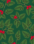 Festive Green Holly Berry Sprigs Rug