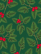 Festive Green Holly Berry Sprigs Rug