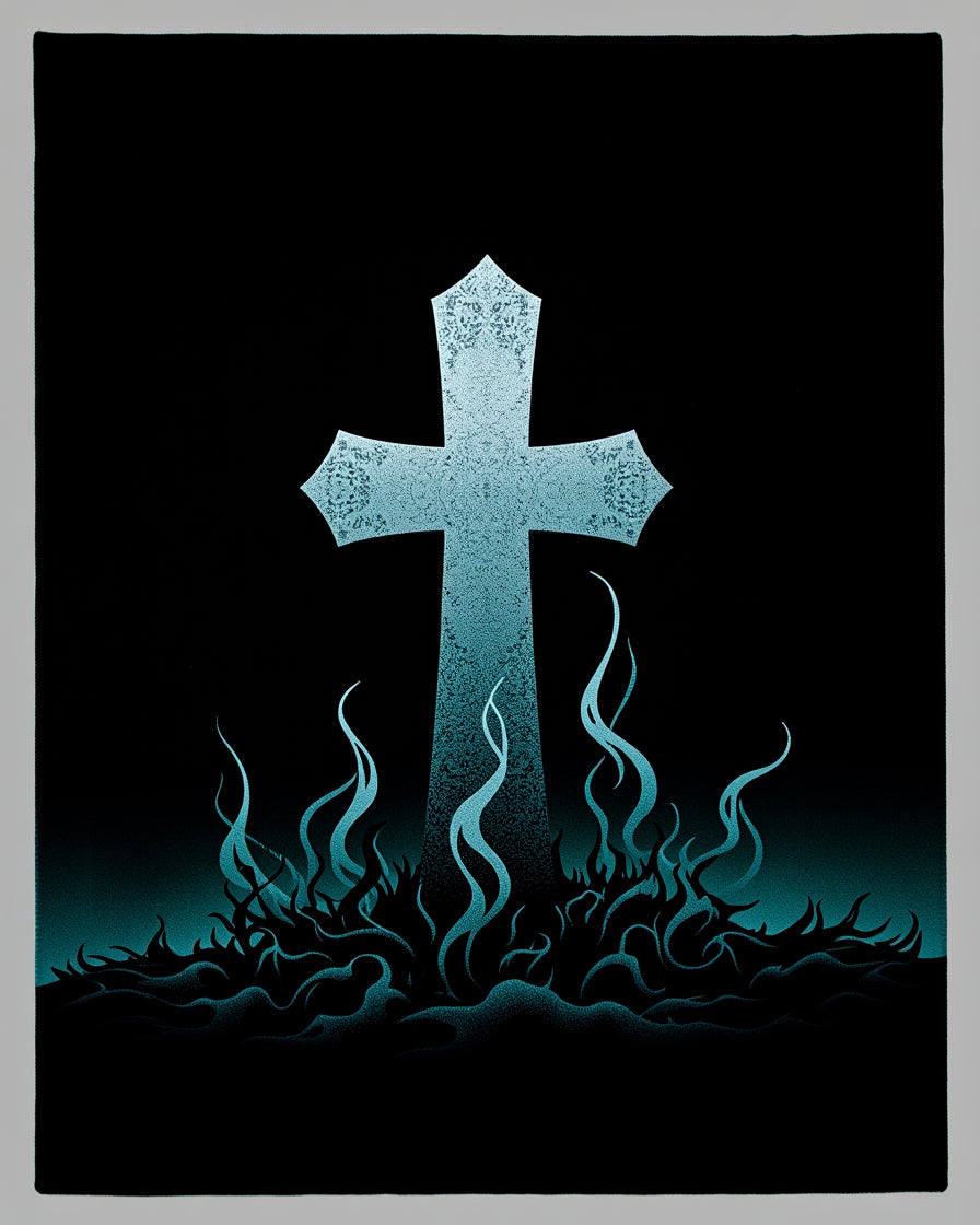 Aquatic Gothic Cross Fire Rug