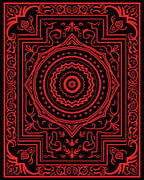 Crimson Medieval Mandala Frame Rug