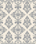 Elegant Gray Floral Damask Rug