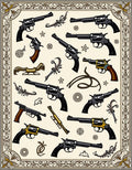 Vintage Pistol Collection In Ornate Border Rug