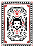 Bold Black Wolf Tribal Border Rug