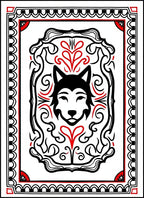 Bold Black Wolf Tribal Border Rug