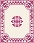 Deep Pink Floral Crested Border Rug