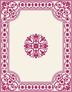Deep Pink Floral Crested Border Rug