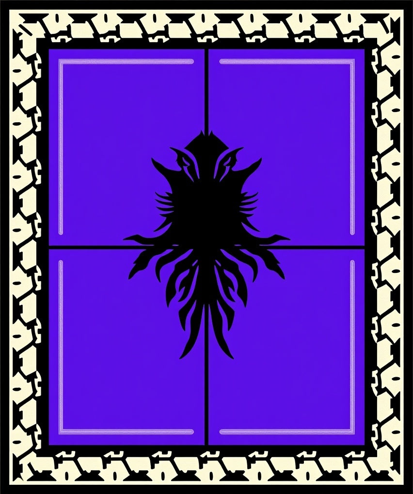 Bold Black Tribal Orchid Purple Rug