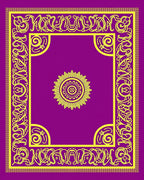 Vibrant Yellow Floral Medallion Purple Border Rug