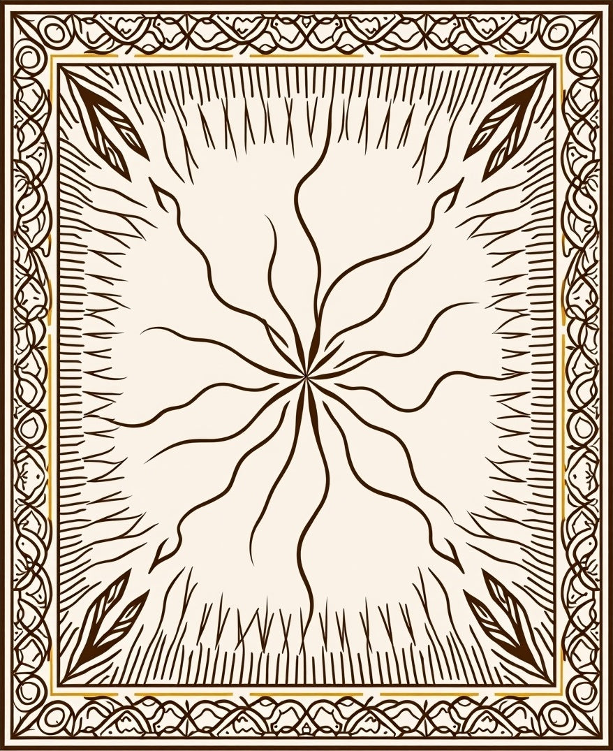 Cream and Brown Sunburst Garden Rug