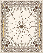 Cream and Brown Sunburst Garden Rug