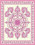 Pink Floral Scroll Medallion Rug