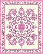 Pink Floral Scroll Medallion Rug