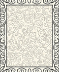 Ornate Ivory Scrollwork Border Rug