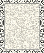 Ornate Ivory Scrollwork Border Rug