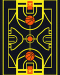 Golden Basketball Court Geometric Rug