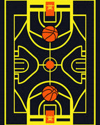 Golden Basketball Court Geometric Rug