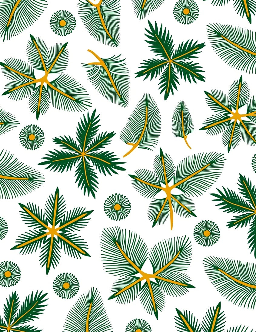 Green Yellow Fern Abstract Rug