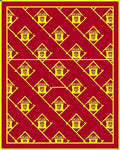 Crimson and Gold Lantern Motif Rug