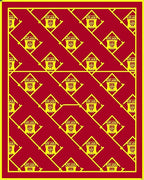 Crimson and Gold Lantern Motif Rug