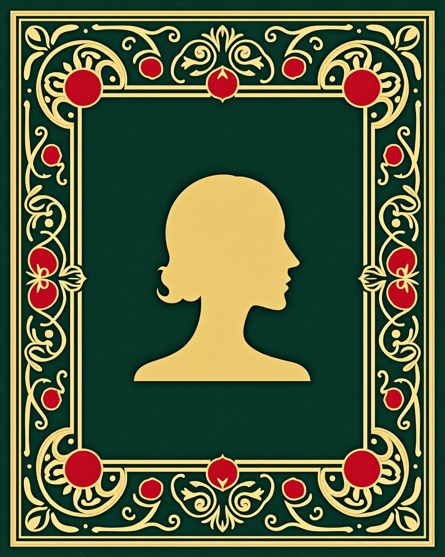 Gold Silhouette Botanical Frame Rug