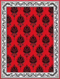 Crimson Black Floral Border Rug