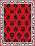 Crimson Black Floral Border Rug