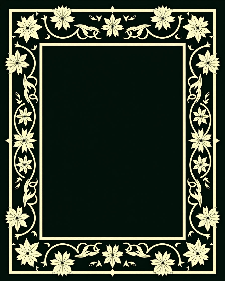 Cream Floral Vine Border Rug