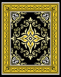 Ornate Black and Yellow Floral Medallion Rug