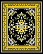 Ornate Black and Yellow Floral Medallion Rug