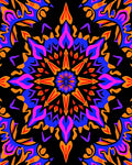 Vibrant Pink Blue Orange Starburst Rug