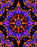 Vibrant Pink Blue Orange Starburst Rug