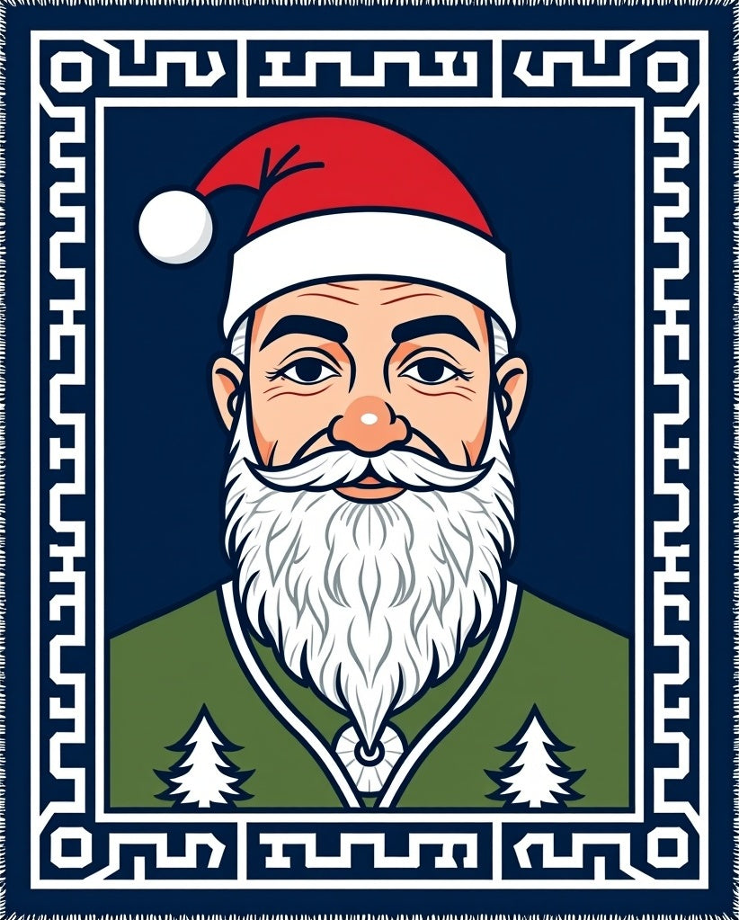Midnight Blue Santa Claus Illustration Rug
